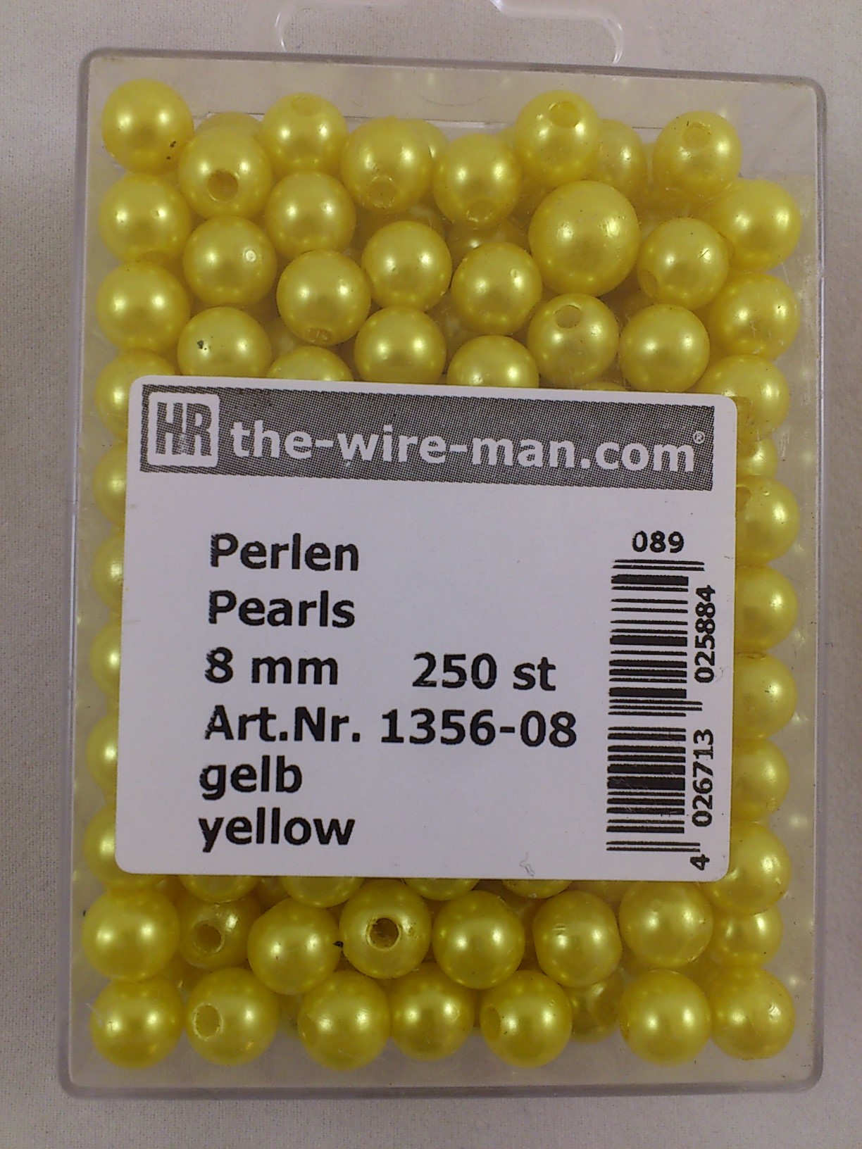 Perlen gelb 8 mm. 250 st.